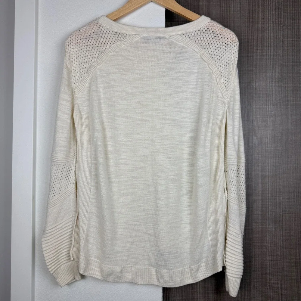 Milly Cream Ribbed Crewneck Sweater - Picture 7 of 11